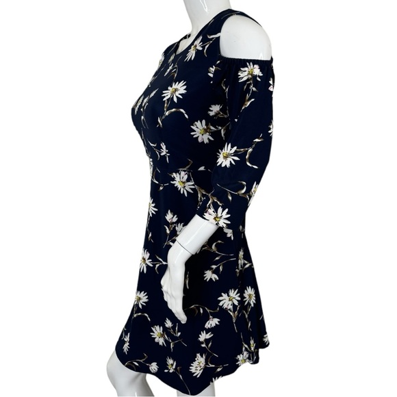 Zink London Women dark Navy Blue Printed flower pattern Fit & Flare Dress XL - Picture 14 of 17